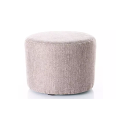 Pouf en tissu rond beige DAVI 43 x 32 cm