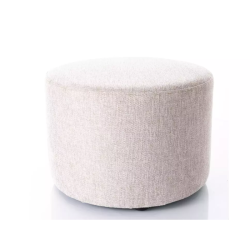 Pouf en tissu rond beige clair DAVI 43 x 32 cm