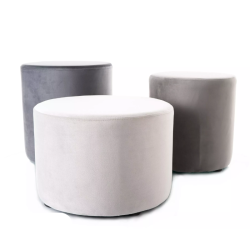 Pouf en velours rond gris clair DELI 43 x 32 cm