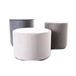 Pouf en velours rond gris DELI 43 x 32 cm