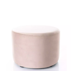 Pouf en velours rond beige foncé DELI 43 x 32 cm