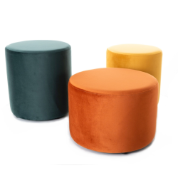 Pouf en velours rond canelle DELI 43 x 32 cm