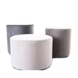 Pouf en velours rond gris DELI 38 x 42 cm