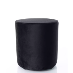 Pouf en velours rond noir DELI 38 x 42 cm