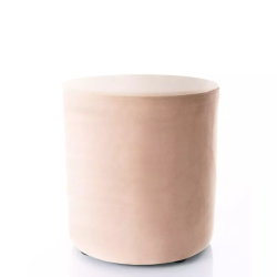 Pouf en velours rond beige DELI 38 x 42 cm