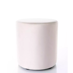 Pouf en velours rond beige clair DELI 38 x 42 cm