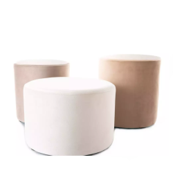 Pouf en velours rond beige foncé DELI 38 x 42 cm