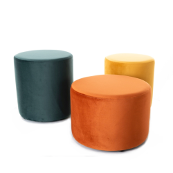 Pouf en velours rond curry DELI 38 x 42 cm
