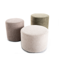 Pouf en tissu rond beige olive DAVI 33 x 36 cm