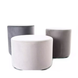 Pouf en velours rond gris foncé DELI 33 x 36 cm