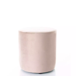 Pouf en velours rond beige foncé DELI 33 x 36 cm
