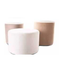 Pouf en velours rond beige foncé DELI 33 x 36 cm