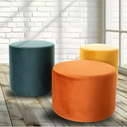 Pouf en velours rond canelle DELI 33 x 36 cm