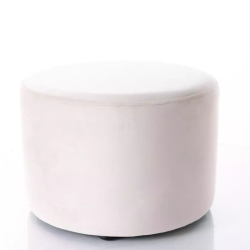 Pouf en velours rond beige clair DELI 43 x 32 cm
