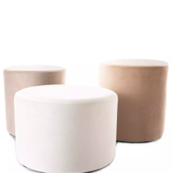 Pouf en velours rond beige clair DELI 43 x 32 cm