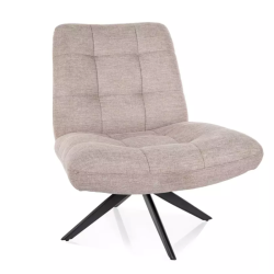 Fauteuil pivotant en tissu beige clair avec structure métal noir mat TOURII