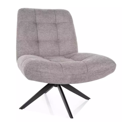 Fauteuil pivotant en tissu gris avec structure métal noir mat TOURII