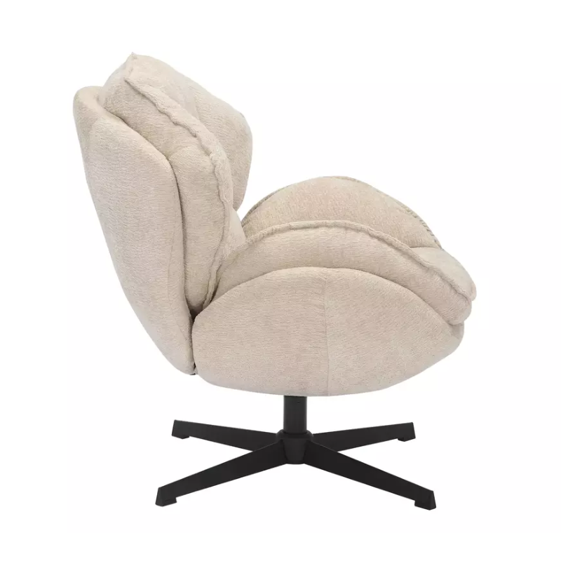 Fauteuil TORNE beige : Confort moelleux avec tissu et cuir