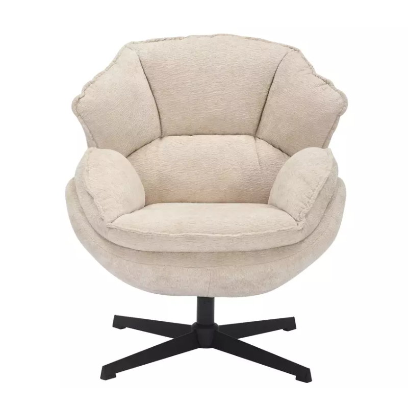Fauteuil TORNE beige : Confort moelleux avec tissu et cuir