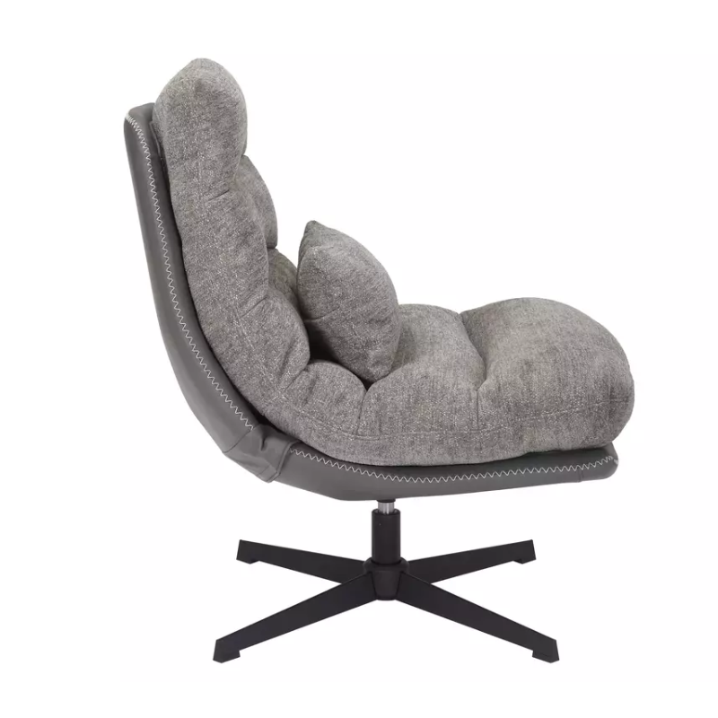Fauteuil pivotant SOURDATE gris : Éco-cuir et assise ergonomique