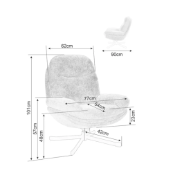 Fauteuil pivotant NALAK olive : Confort et praticité à 360°