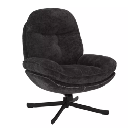 Fauteuil pivotant à 360° en tissu moelleux sans accoudoirs noir NALAK