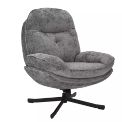 Fauteuil pivotant à 360° en tissu moelleux sans accoudoirs gris NALAK