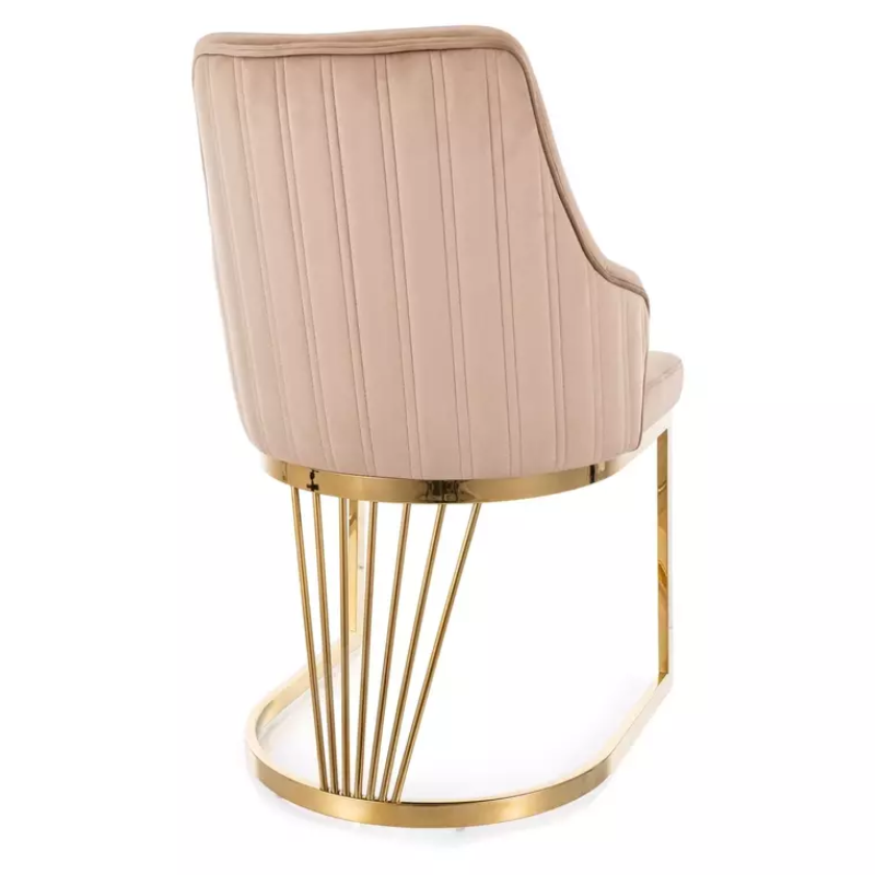 Chaise design en velours beige RAFIN - Élégance et confort