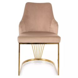 Chaise design en velours beige RAFIN - Élégance et confort