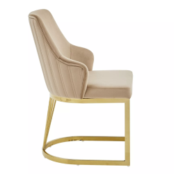Chaise design en velours beige RAFIN - Élégance et confort
