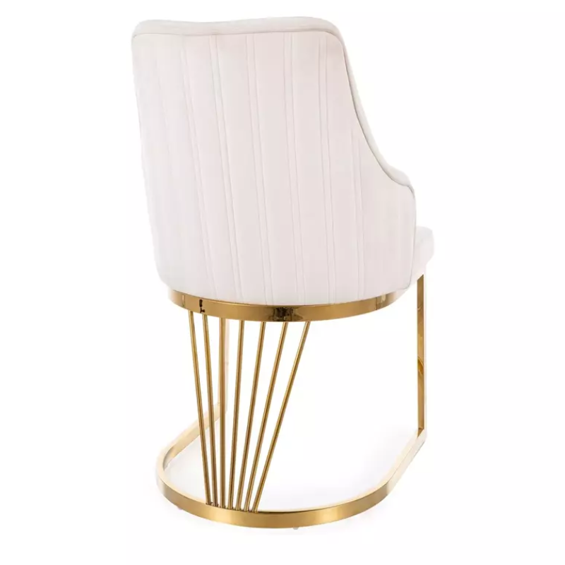 Chaise design en velours beige clair RAFIN - Structure dorée moderne