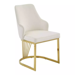 Chaise design en velours beige clair RAFIN - Structure dorée moderne