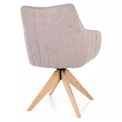 Chaise pivotante en tissu beige clair NOPE 2 - Structure bois élégante