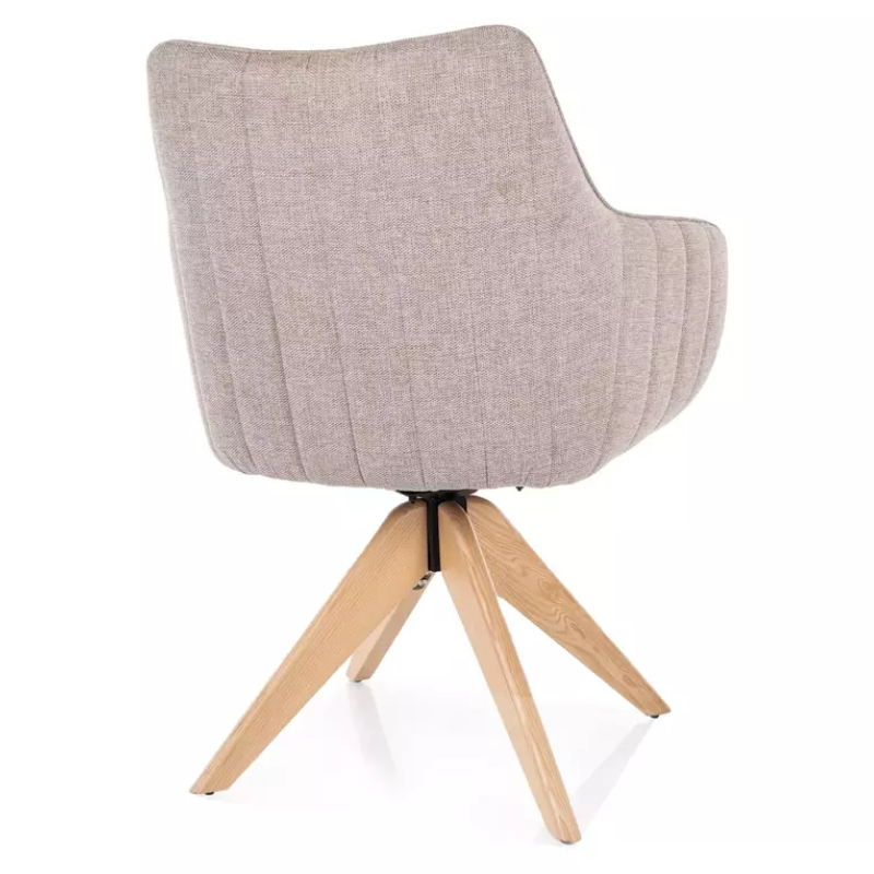 Chaise pivotante en tissu beige clair NOPE 2 - Structure bois élégante