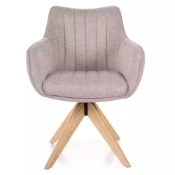 Chaise pivotante en tissu beige clair NOPE 2 - Structure bois élégante