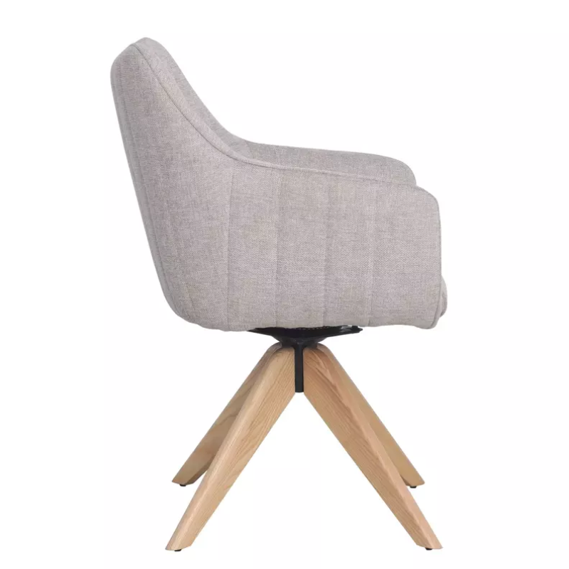 Chaise pivotante en tissu beige clair NOPE 2 - Structure bois élégante