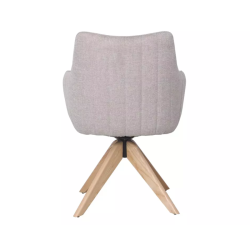Chaise pivotante en tissu beige clair NOPE 2 - Structure bois élégante