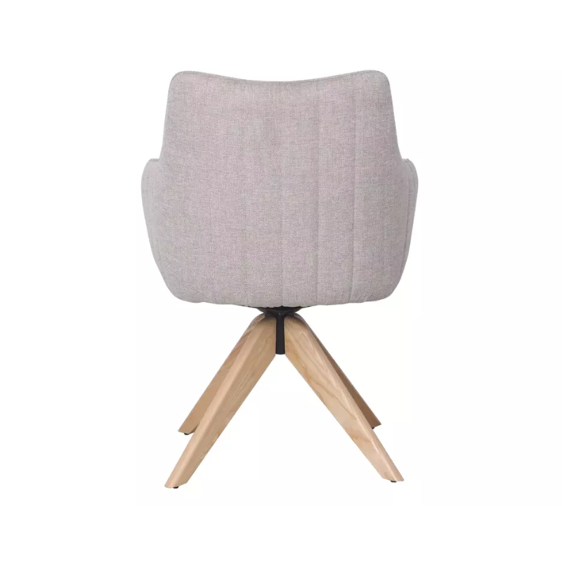 Chaise pivotante en tissu beige clair NOPE 2 - Structure bois élégante