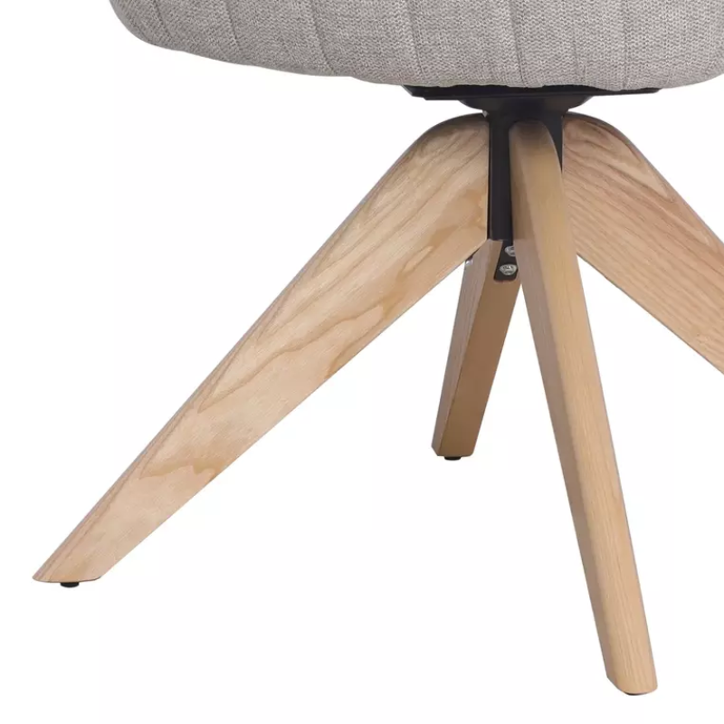 Chaise pivotante en tissu beige clair NOPE 2 - Structure bois élégante