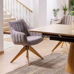 Chaise pivotante en tissu gris NOPE 2 - Design chaleureux et pratique