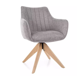 Chaise pivotante en tissu gris, confortable avec structure en bois NOPE 2