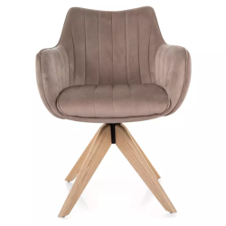 Chaise pivotante en tissu beige foncé NOPE 2 - Confort et raffinement