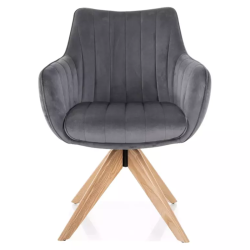 Chaise pivotante en velours gris NOPE - Élégance et douceur