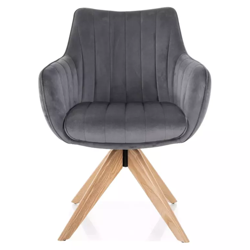 Chaise pivotante en velours gris NOPE - Élégance et douceur