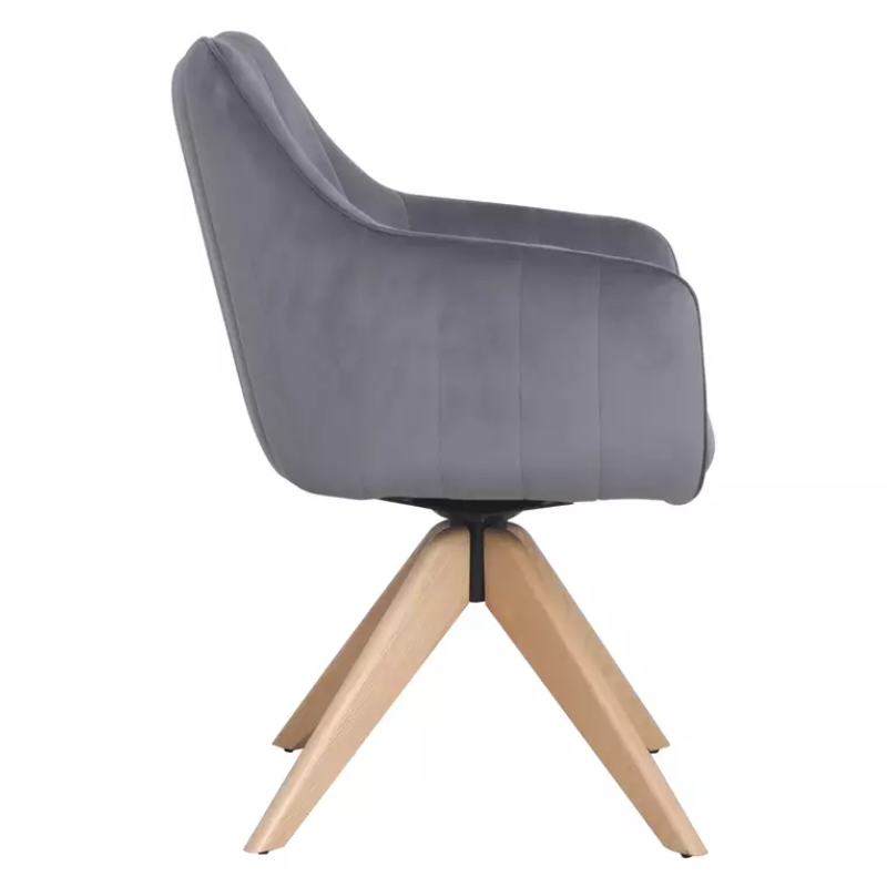 Chaise pivotante en velours gris NOPE - Élégance et douceur