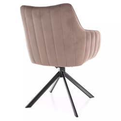 Chaise pivotante en velours cappuccino NOPE - Pieds métal noir mat