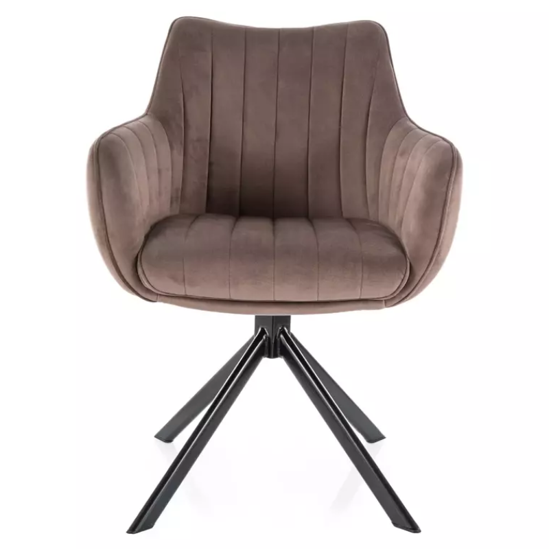Chaise pivotante en velours cappuccino NOPE - Pieds métal noir mat