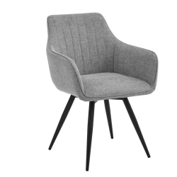 Chaise pivotante en tissu beige clair, structure noir mat, rotation 180° LOUP