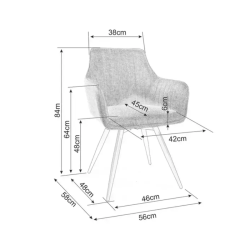 Chaise pivotante beige clair LOUP - Structure métal noir mat