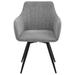Chaise pivotante beige clair LOUP - Structure métal noir mat